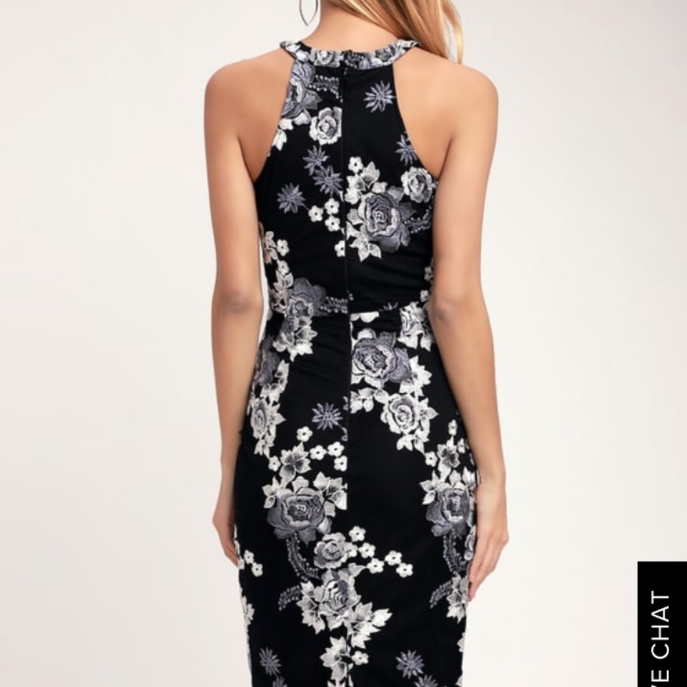 Lulus black floral embroidered